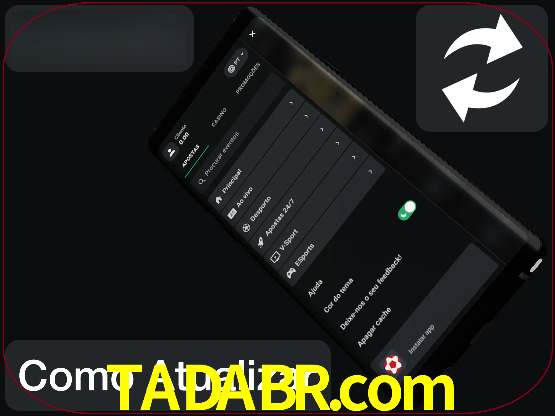 O aplicativo é atualizado automaticamente quando você faz o login.