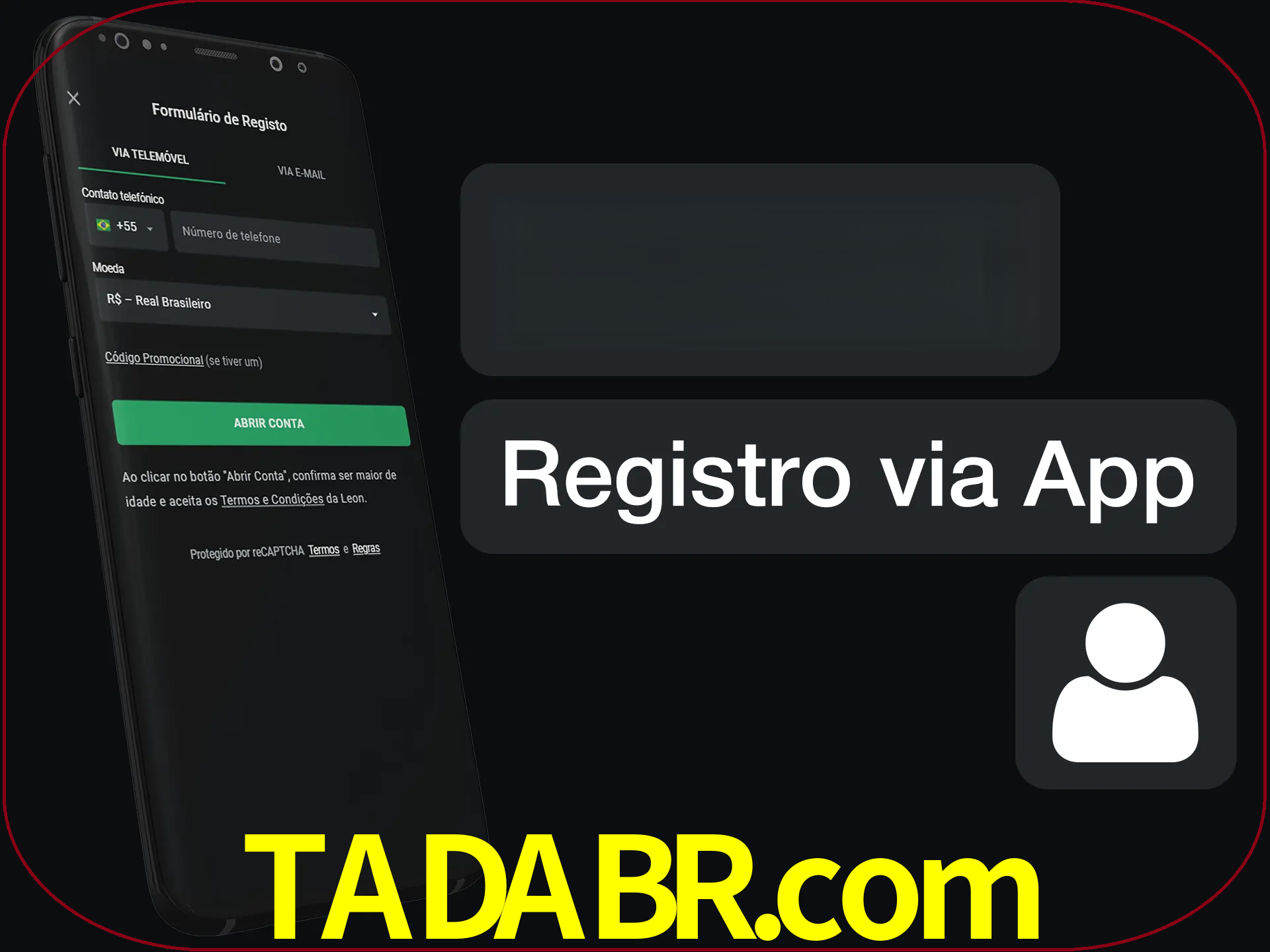 Registre-se com duas etapas usando o aplicativo.