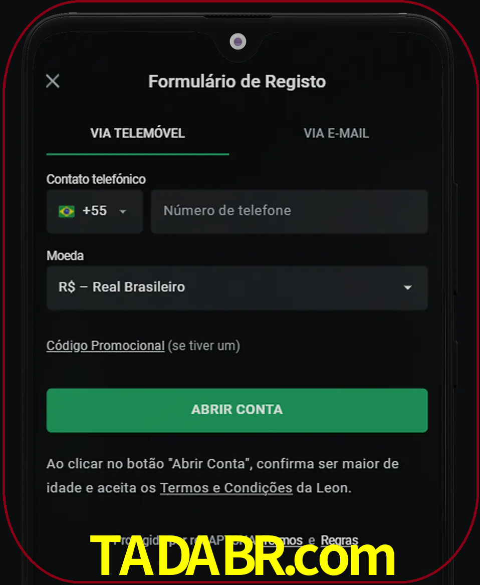 Abra o aplicativo e inicie o processo de registro.