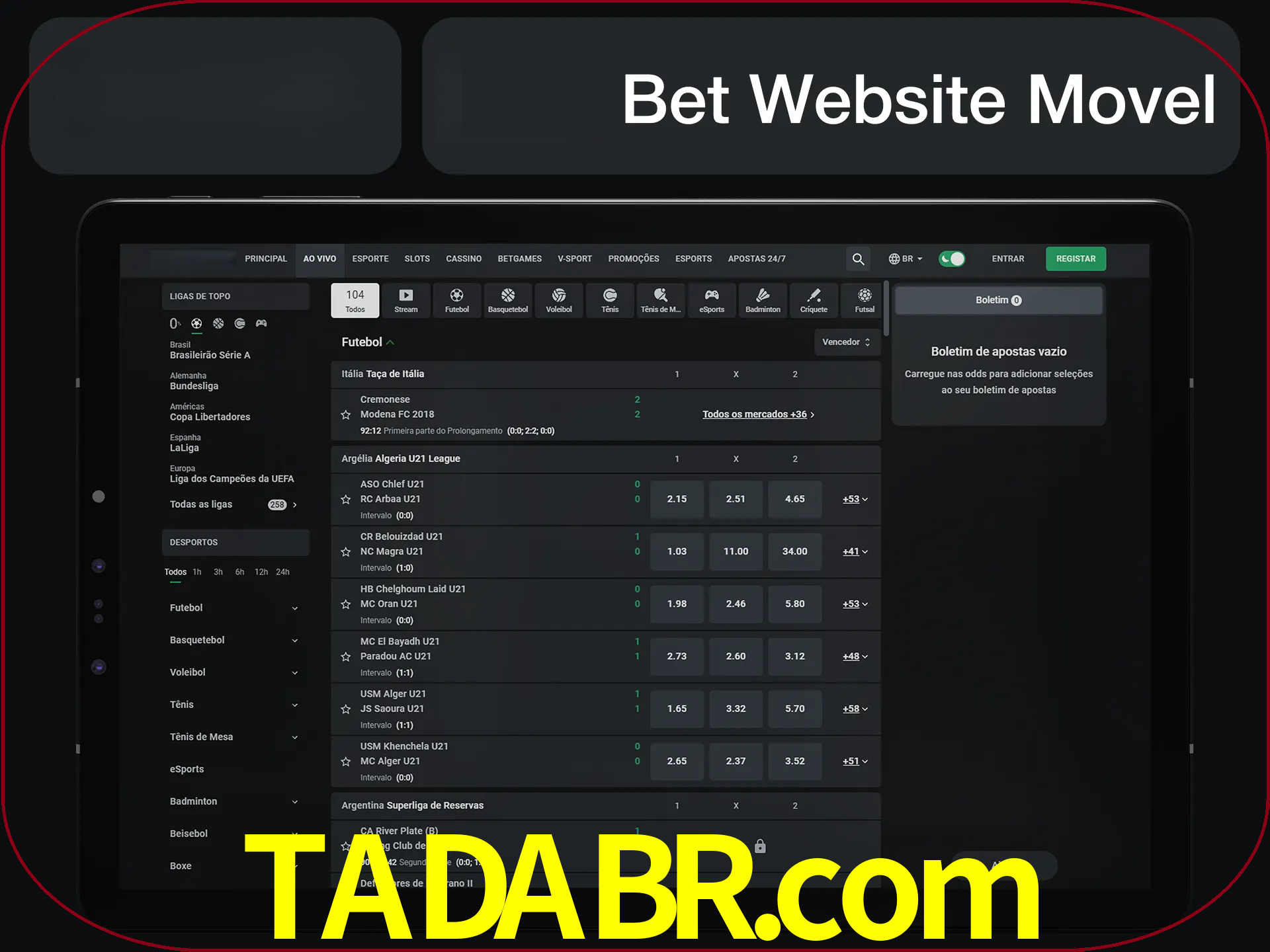 Use nosso website em qualquer dispositivo.