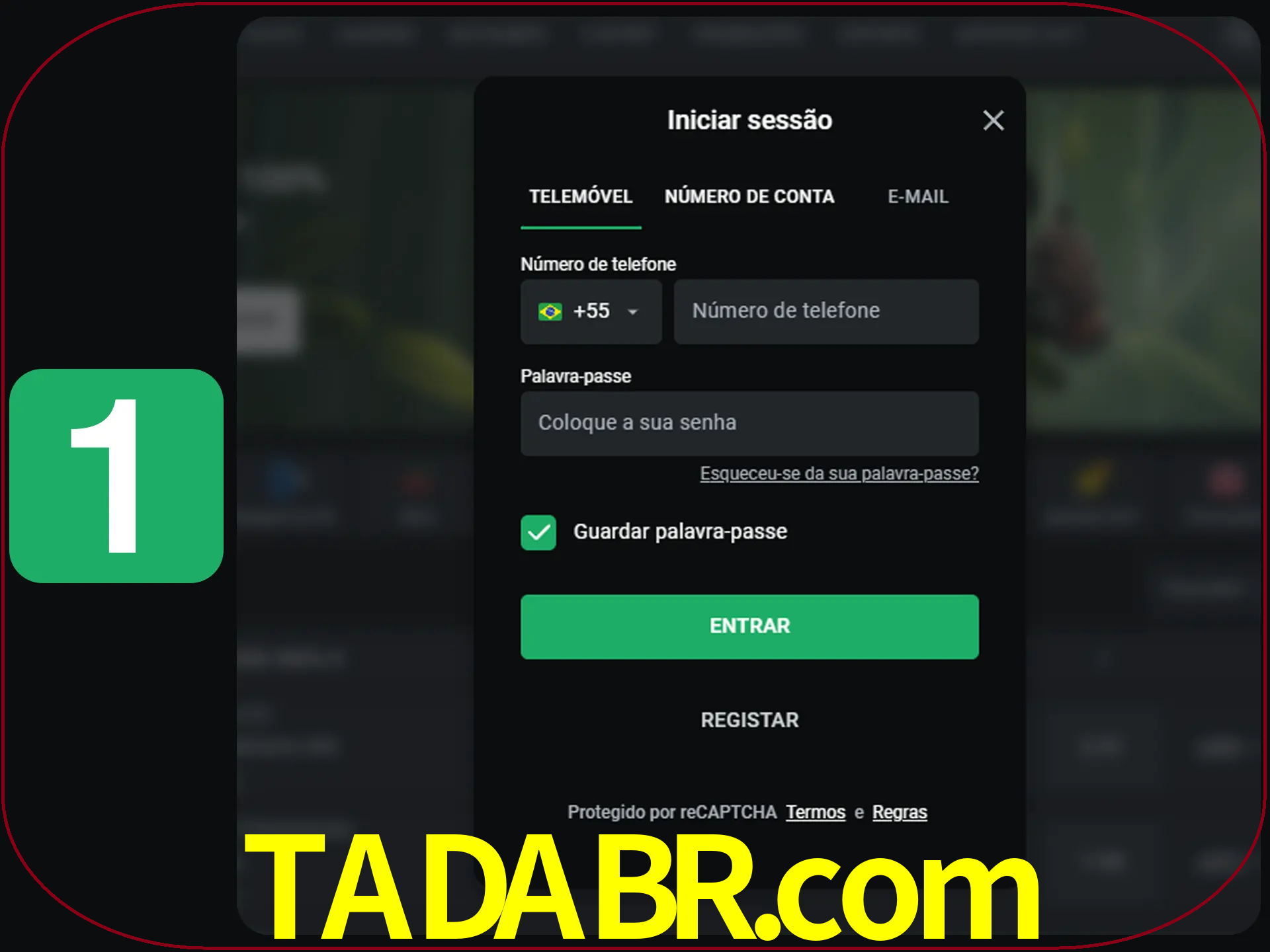 Clique no botão Entrar.